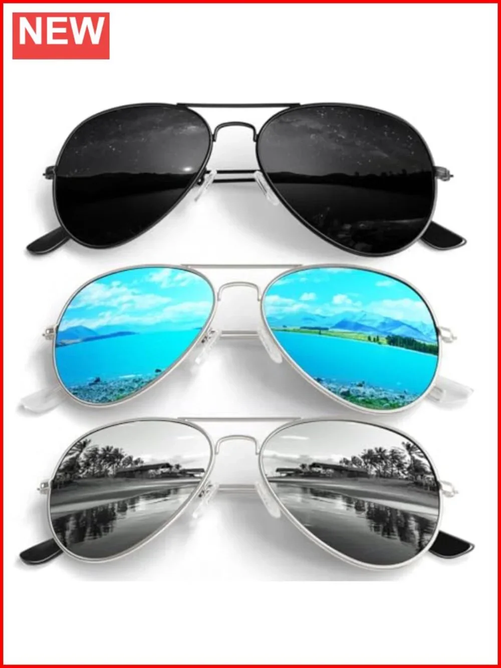Lightweight Metal Frame Polarized Sunglasses UV400 Protection